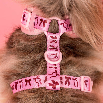 Velvet Blush Bows: Adjustable Dog Harness